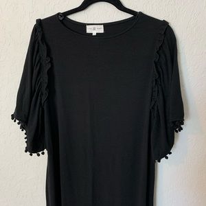 Thyme & Honey Pom Pom Fun Black Dress